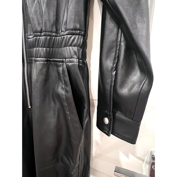 BlankNYC x Free People Black Vegan Leather Jumpsuit With Elastic Waist Medium - Picture 6 of 12